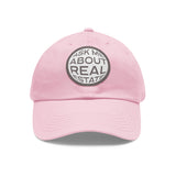 Ask Me About Real Estate Dad Hat with Leather Patch (Round)