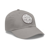 Ask Me About Real Estate Dad Hat with Leather Patch (Round)