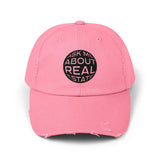 Ask Me About Real Estate Unisex Distressed Cap